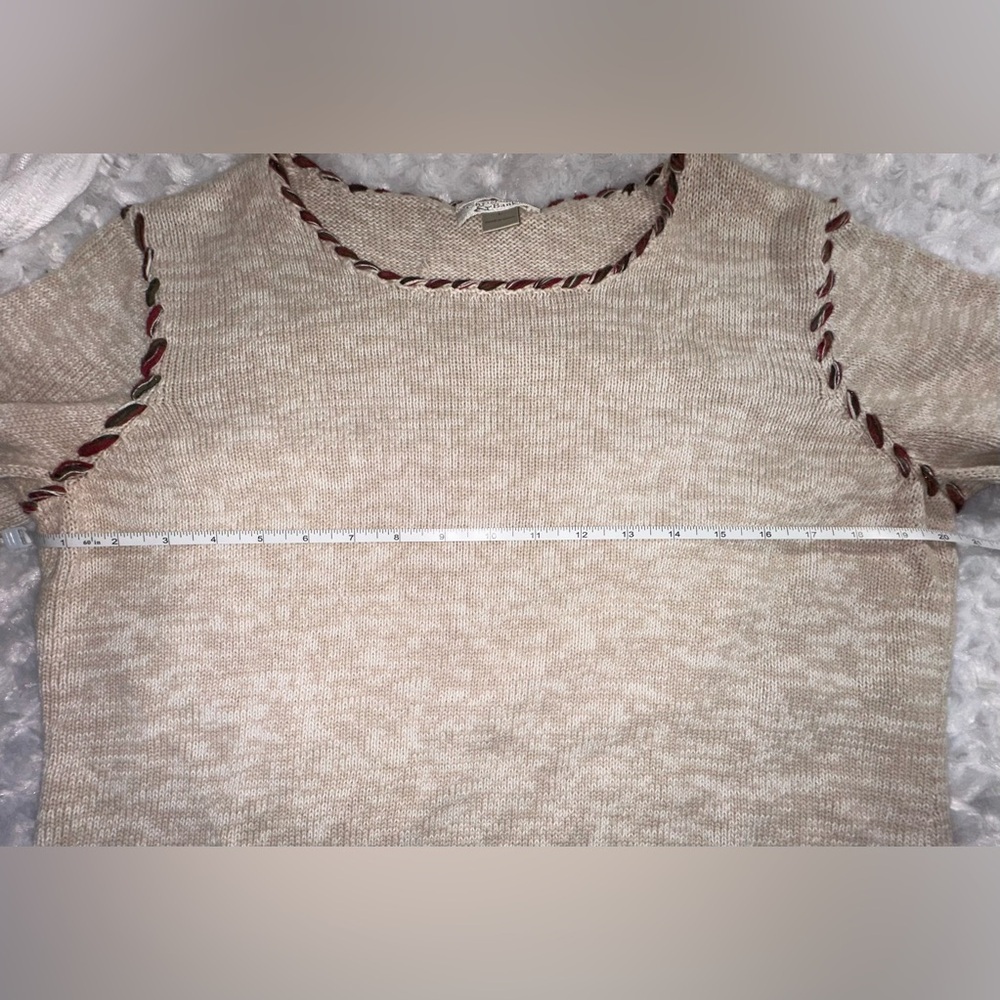 Christopher & Banks Women’s Beige Embroidered‎ Long Sleeve Size L Knit Sweater - Picture 11 of 13
